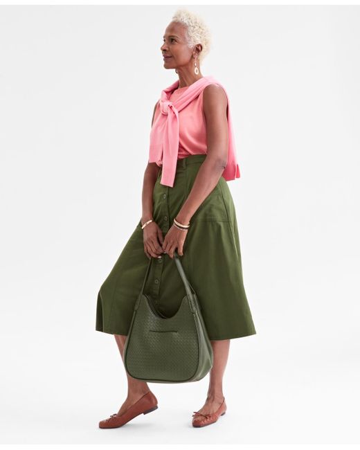 Style & Co. Green Mid-rise Utility Midi Skirt