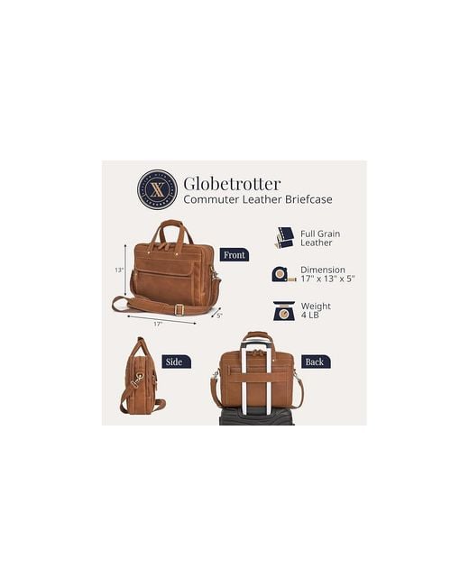 Luxorro Brown Large Leather Briefcase for men