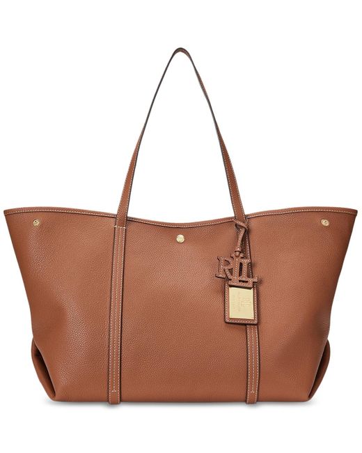Lauren by Ralph Lauren Brown Pebbled Leather Extra-large Emerie Tote Bag