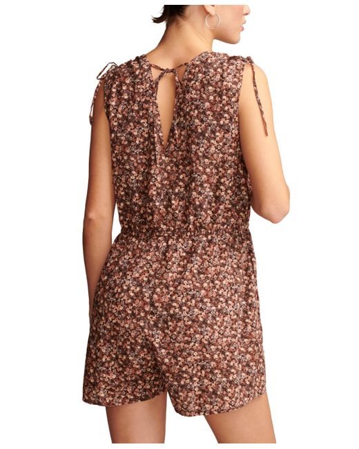 Lucky Brand Brown Cotton Floral-print Cinched Romper