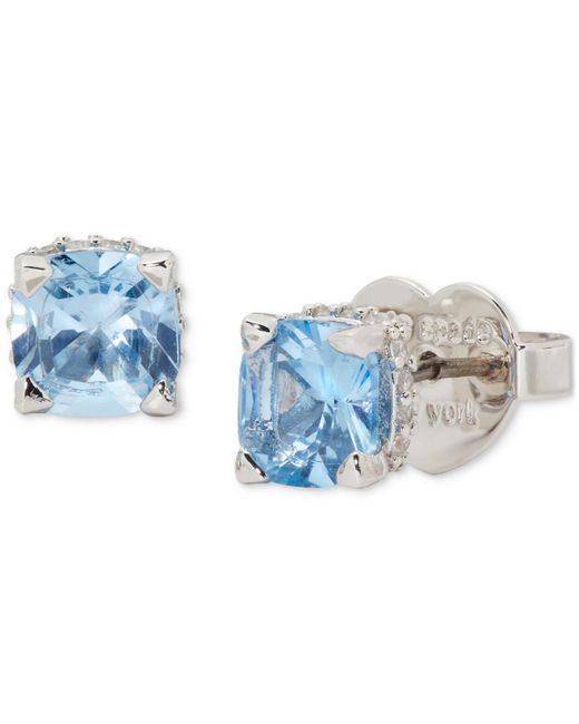 Kate Spade Blue Little Luxuries Pave & Crystal Square Stud Earrings