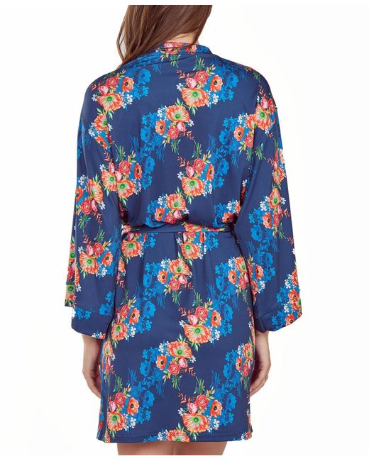iCollection Blue Floral Microfiber Robe