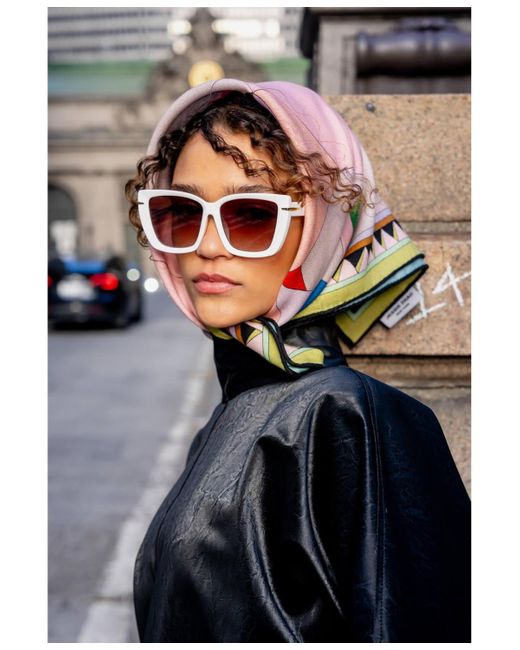 Jessie Zhao New York Pink Double Sided Wool Silk Scarf In Color Recombination