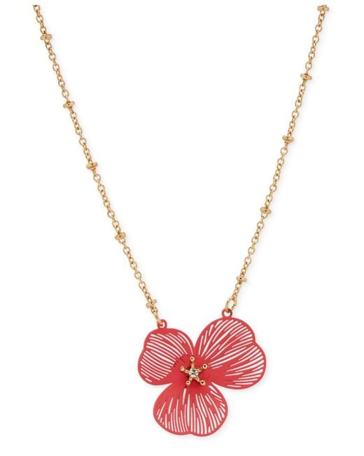 Lonna & Lilly Pink Gold-tone Openwork Flower Pendant Necklace