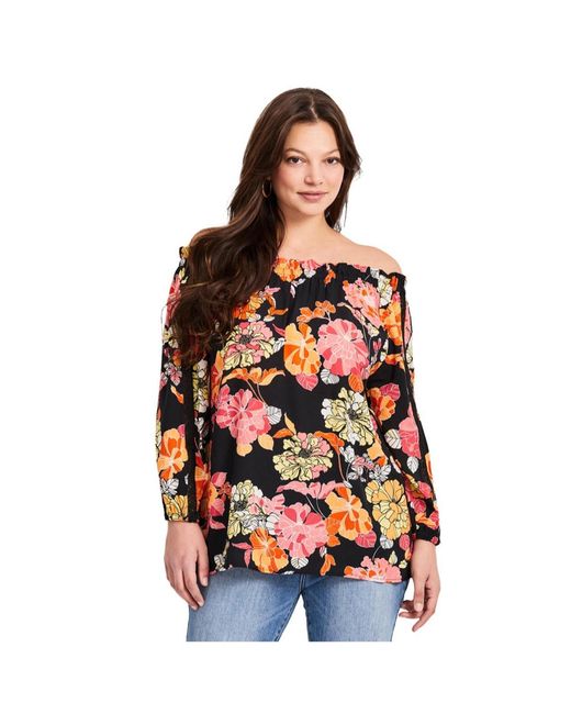 Avenue White Plus Size Convertible Peasant