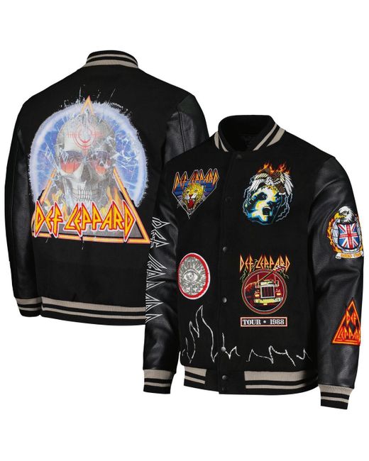 Reason Black And Def Leppard Hysteria Tour Varsity Full-snap Jacket