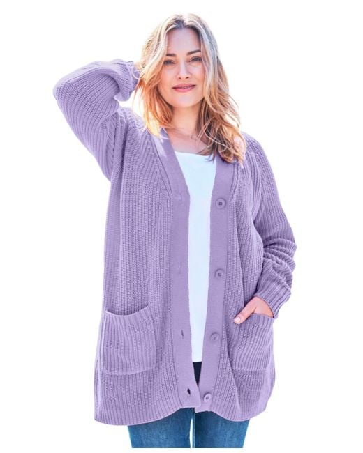Woman Within Women's Purple Plus Size Within Button-front Shaker