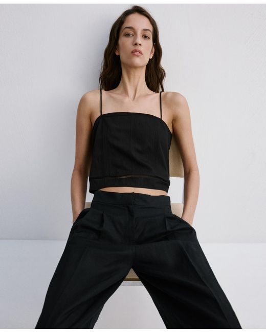 Mango White Straps And Buttons Top