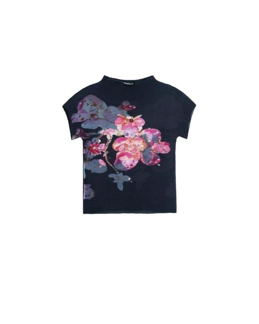 Desigual Blue Printed High Neck Blouse