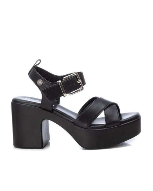 Xti Black Heeled Platform Sandals By