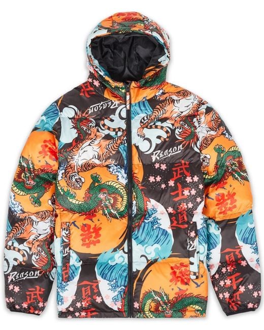 Reason Red Dragon Puffer Jacket for men