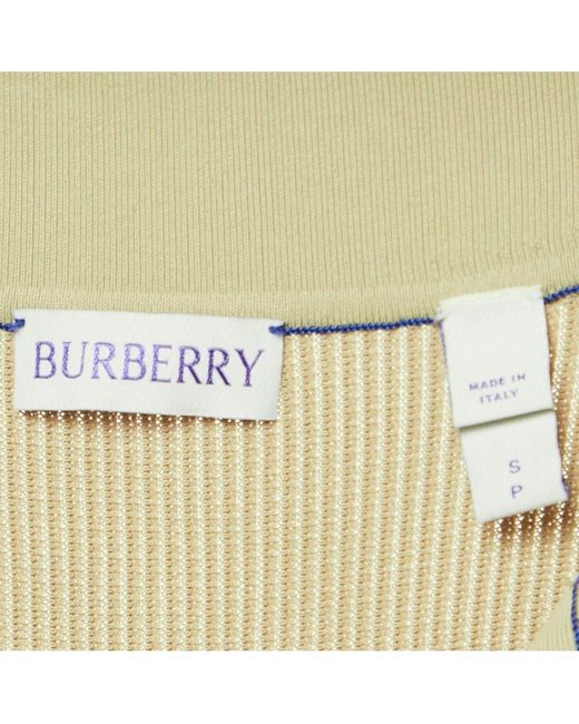 Pre-owned Burberry White Sage Green Stretch Knit Midi Dress