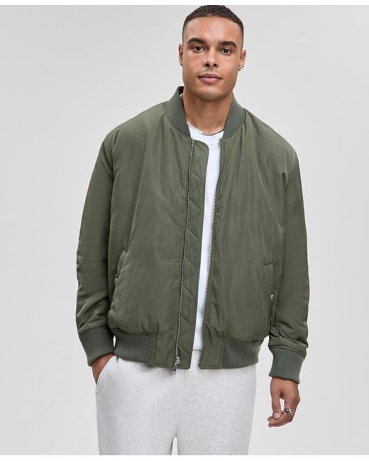 Mode Of One Green Relaxed-fit Reversible Bomber Jacket for men