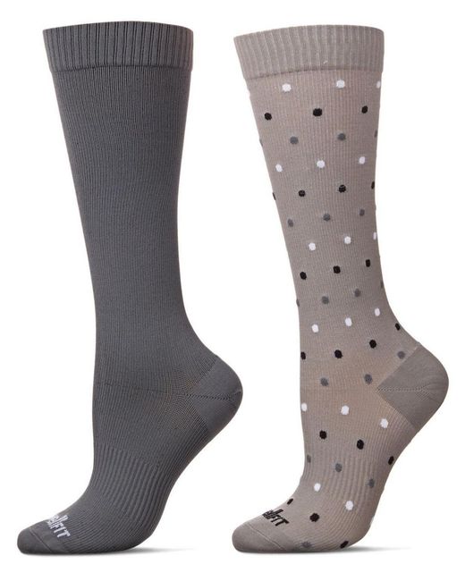 Wellfit Gray 2 Pair Pack Dotted/ Solid Compression Socks