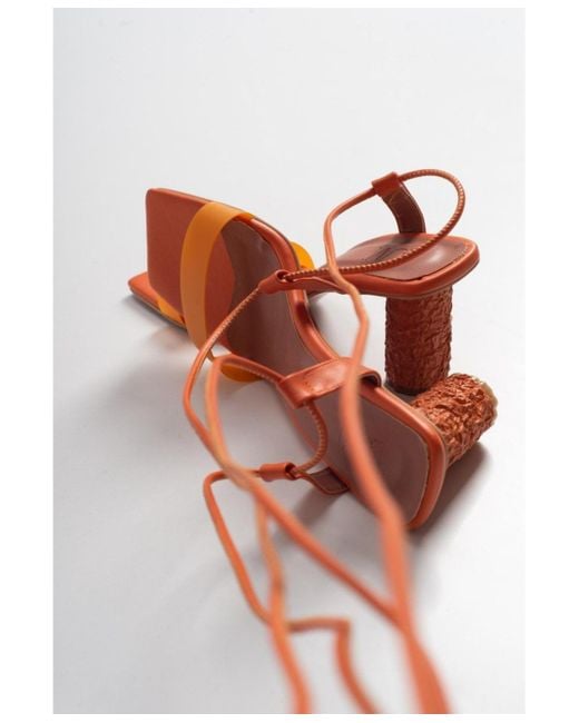Prologue Shoes Orange Rhea Block Heel Sandal ()