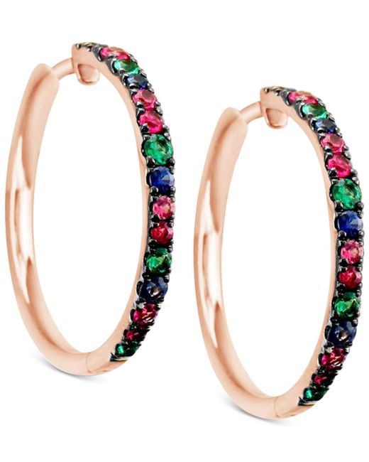 Le Vian Metallic ® Multi-gemstone (9/10 Ct. T.w.) Hoop Earrings In 14k Rose Gold