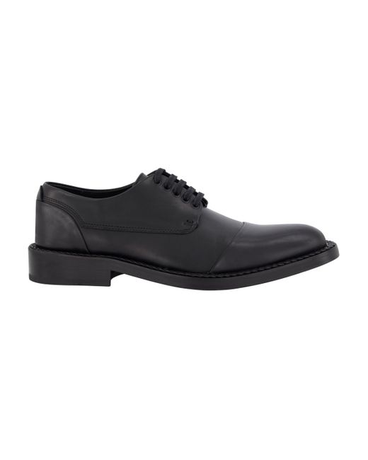 Karl Lagerfeld Black Leather Cap Toe Dress Shoes for men