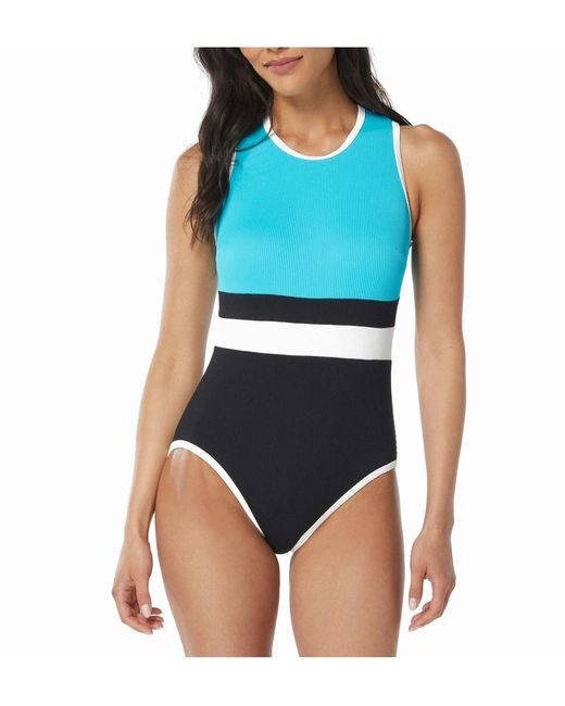 Beach House Sport Blue Aspire Ribbed One Piece Swimsuit