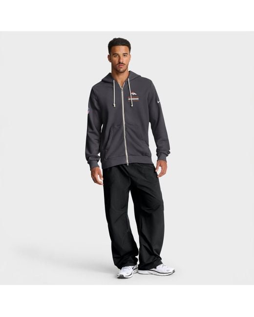 Nike Gray Denver Broncos Sideline Standard Issue Utility Player Dri-fit Full-zip Hoodie for men