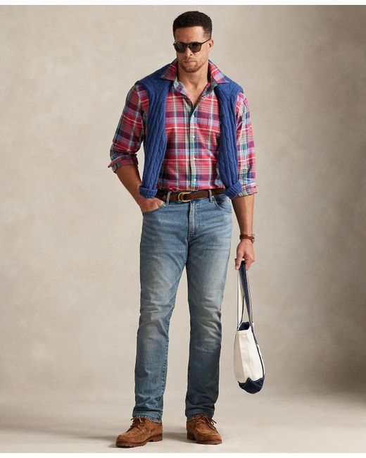 Polo Ralph Lauren Red Big & Tall Plaid Oxford Shirt for men