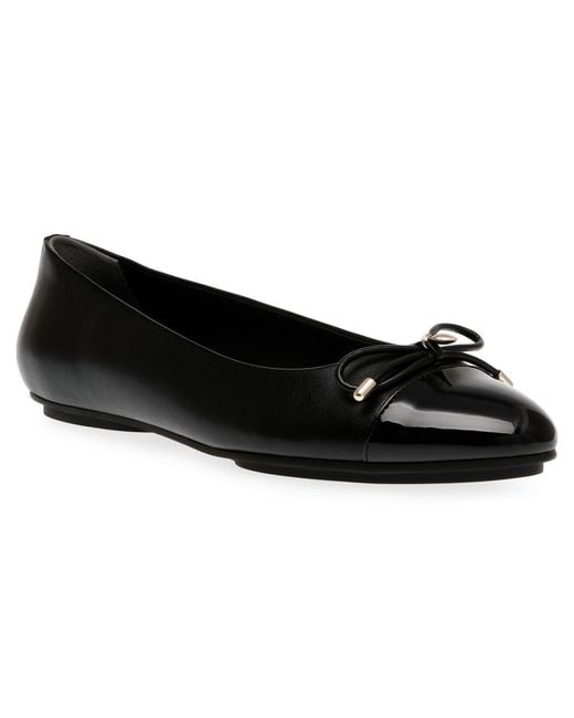 Anne Klein Black Luci Cap Toe Ballet Flats
