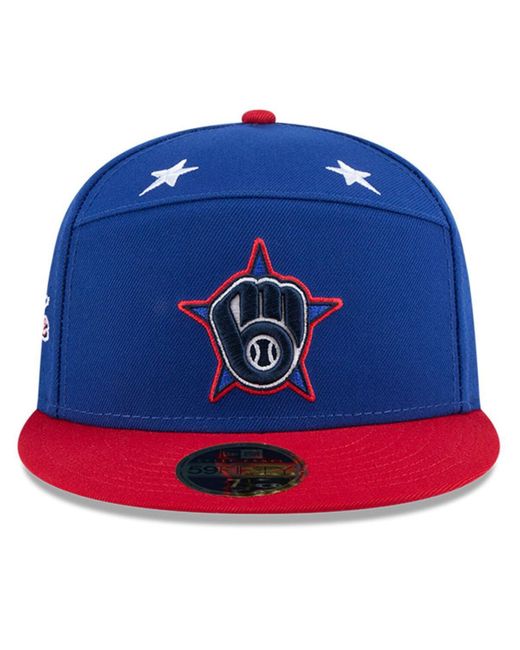 KTZ Blue/red Milwaukee Brewers 2025 Mlb All-star Game Workout Side Patch 59fifty Fitted Hat for men