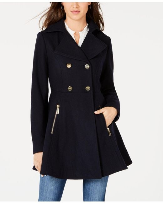 Laundry by Shelli Segal Blue Double-breasted Skirted Peacoat