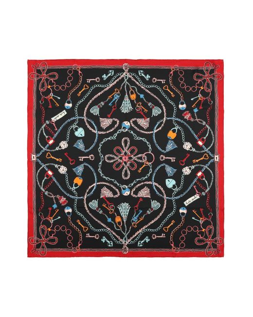 Kate Spade Red Lock And Key Silk Square Scarf