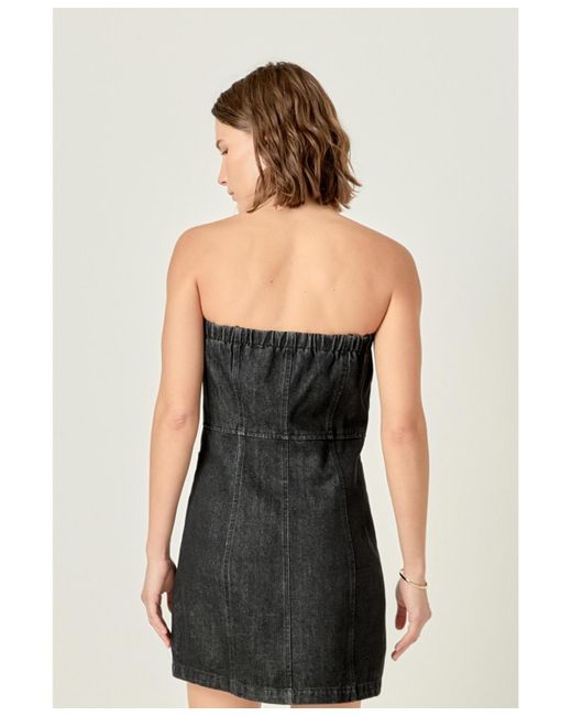 knee length dresses for ladies Light Blue Denim Buckle Tube Top & Low Rise Mini Skirt
