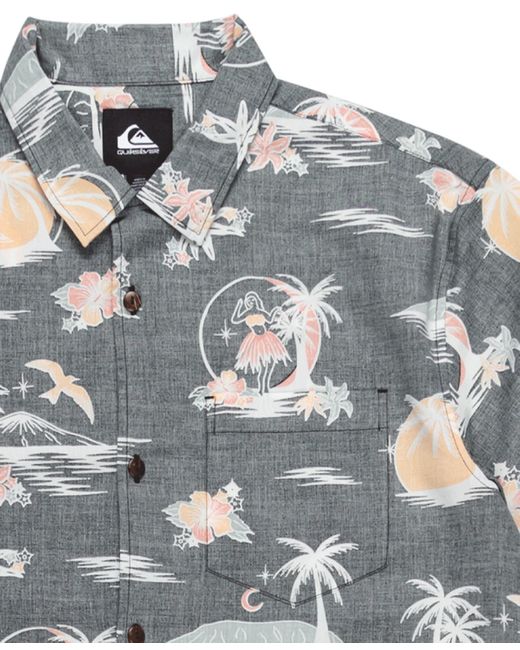 Quiksilver Gray Dna Destination Island Short Sleeve Shirt for men