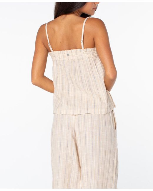 Roxy Natural Poolside Crop Striped Pull-on Top