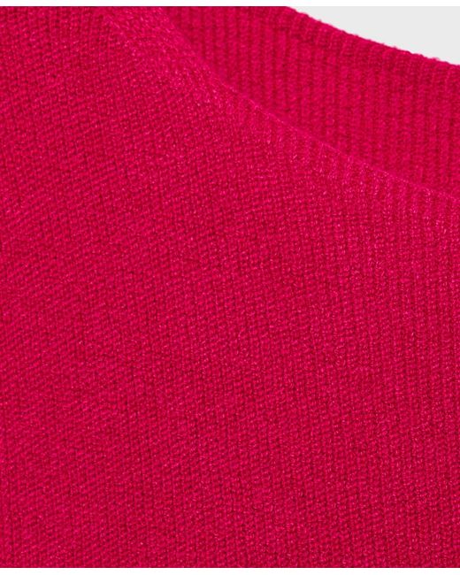 Mango Red Fine Ribbed Knit Top