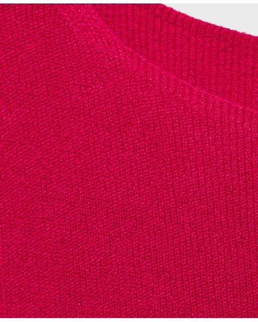 Mango Red Fine Ribbed Knit Top