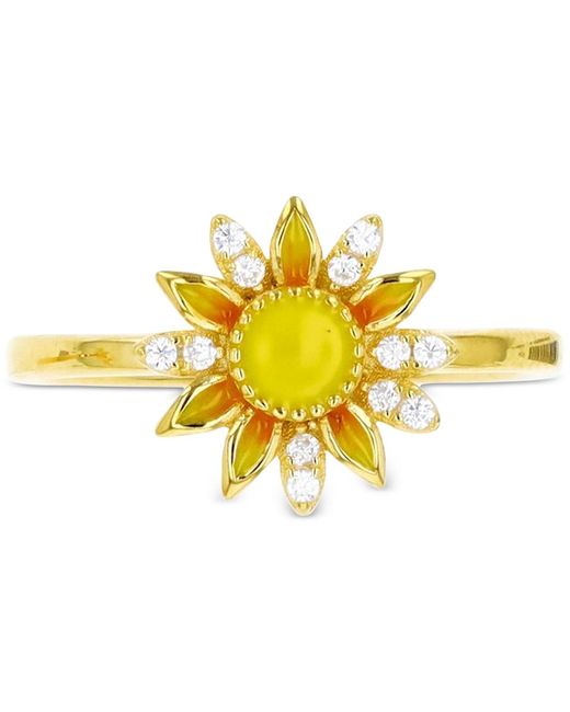 Sun Riag Macy's Cubic Zirconia & Hand-painted Enamel Sun Ring in Yellow | Lyst
