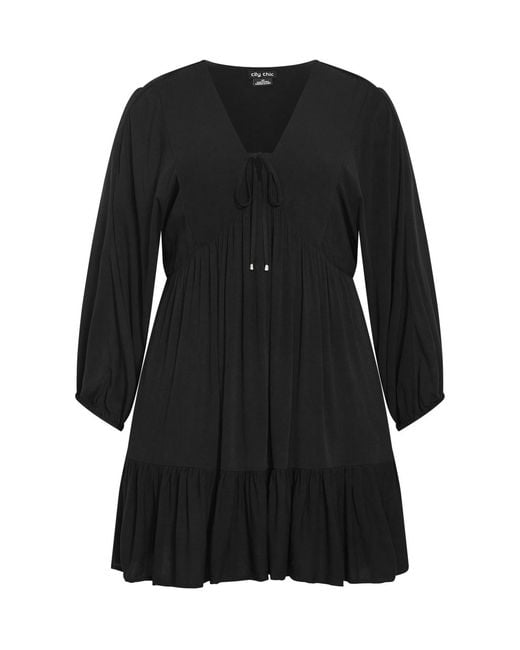 City Chic Black Plus Size Devine Mini Dress