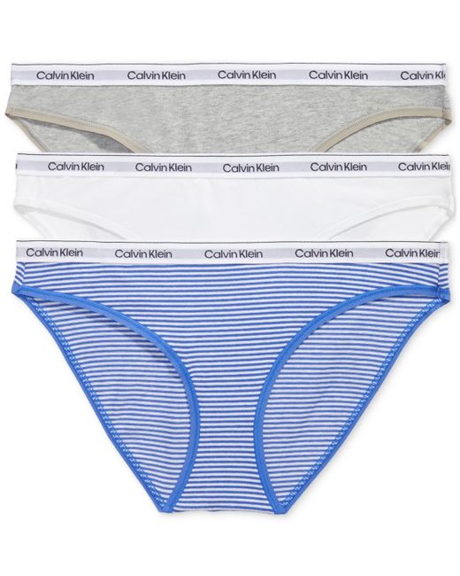Calvin Klein Blue 3-pk. Modern Logo Low-rise Bikini Underwear Qd5207