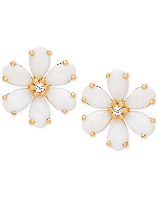 Macy's Opal (11/5 Ct. T.w.) & White Topaz Accent Flower Stud Earrings