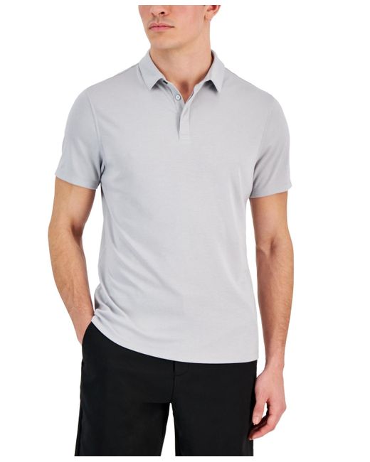 Alfani White Alfatech Stretch Solid Polo Shirt for men