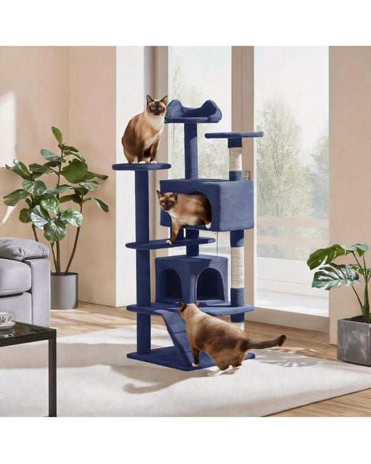 Aronkl Blue Multi-level Cat Tree Tower