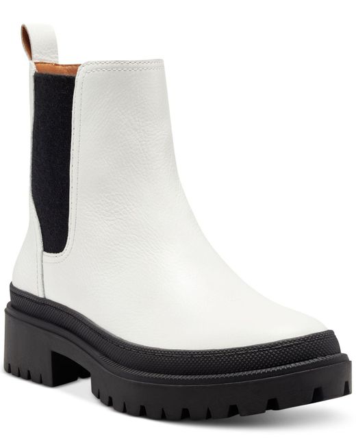 Lucky Brand White Emali Lug-sole Booties