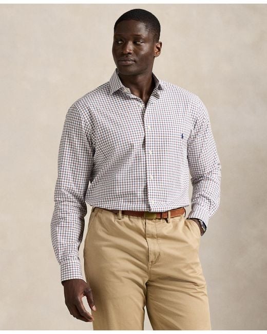 Polo Ralph Lauren Men's Natural Big Tall Plaid Stretch Poplin Shirt