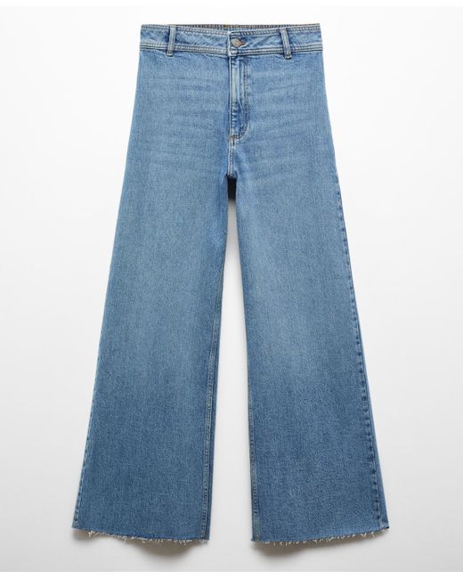Mango Blue High Waist Culotte Jeans