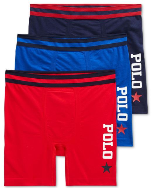 Polo Ralph Lauren 3-pack Seamless Boxer Briefs in Red for Men | Lyst