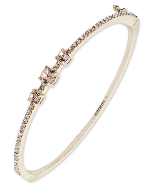 Givenchy Metallic Silk Crystal Stone Gold-tone Bangle Bracelet