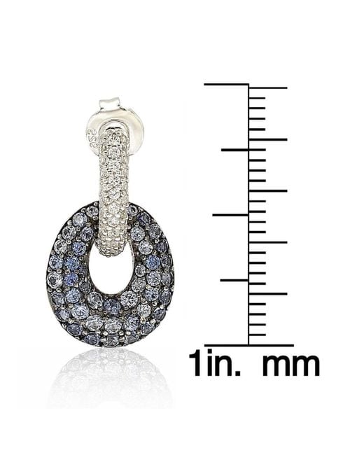 SUZY LEVIAN NEW YORK Metallic Suzy Levian Sterling Silver Sapphire & Created White Sapphire Double Oval Dangle Earrings