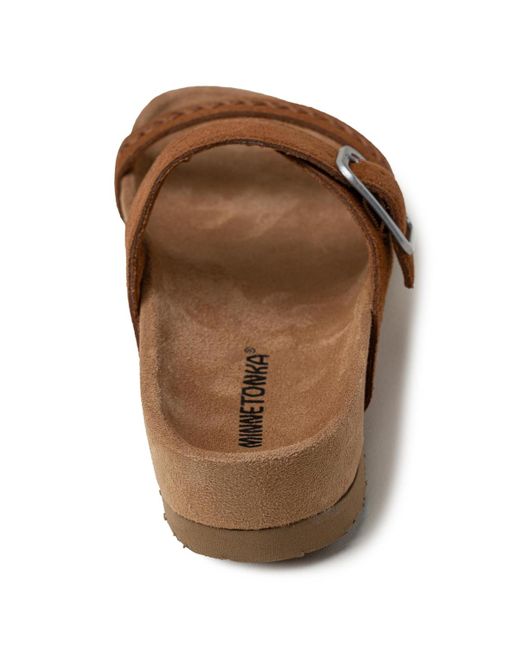 Minnetonka Brown Gideon Suede 2-strap Buckle Sandals