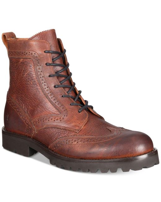 Frye Brown Men's Earl Wingtip Boots for men