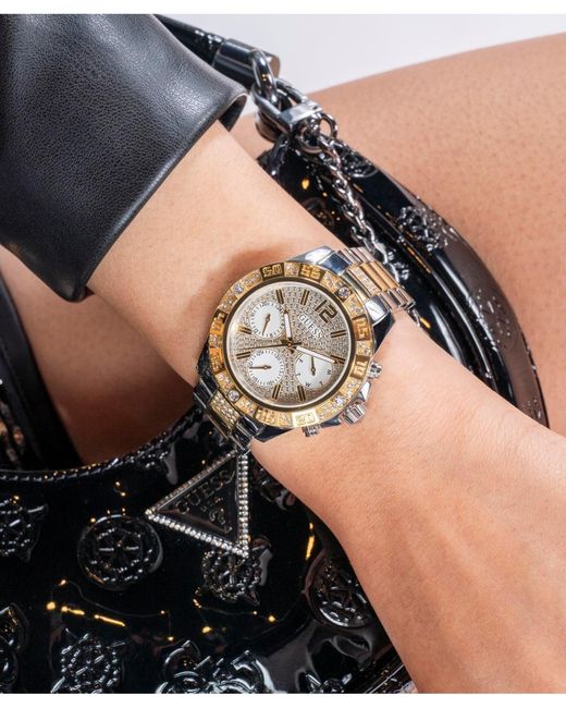 Guess Metallic Multi-function Two-tone Stainless-steel Watch 40mm