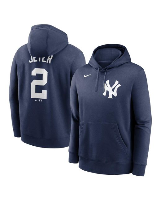 Nike Blue Derek Jeter New York Yankees Player Name Number Club Pullover Hoodie for men