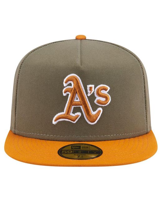 KTZ Multicolor Olive/orange Athletics Two-tone Color Pack A-frame 59fifty Fitted Hat for men